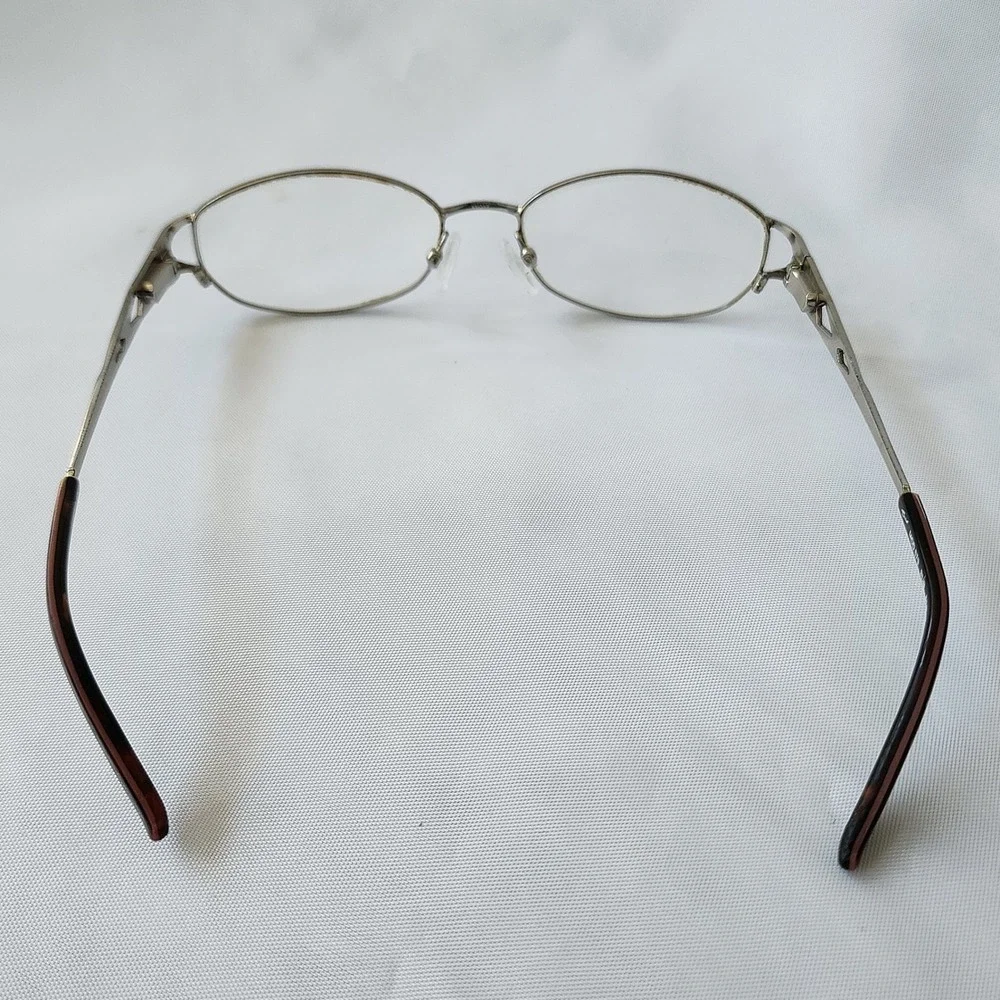 Tura Mod 579 Purple Silver Oval Eyeglass Frames Women 53-17-135 Geometric Temple